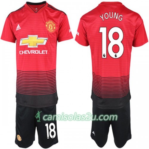 Camisolas de Futebol Manchester United Ashley Young 18 Criança Equipamento Principal 2018/19 Manga Curta Camisolas de Futebol Manchester United Ashley Young 18 Criança Equipamento Principal 2018/19 Manga Curta